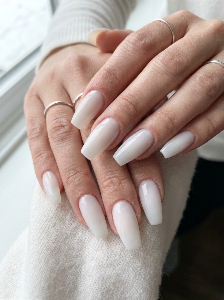 Milky White Ballerina Nägel